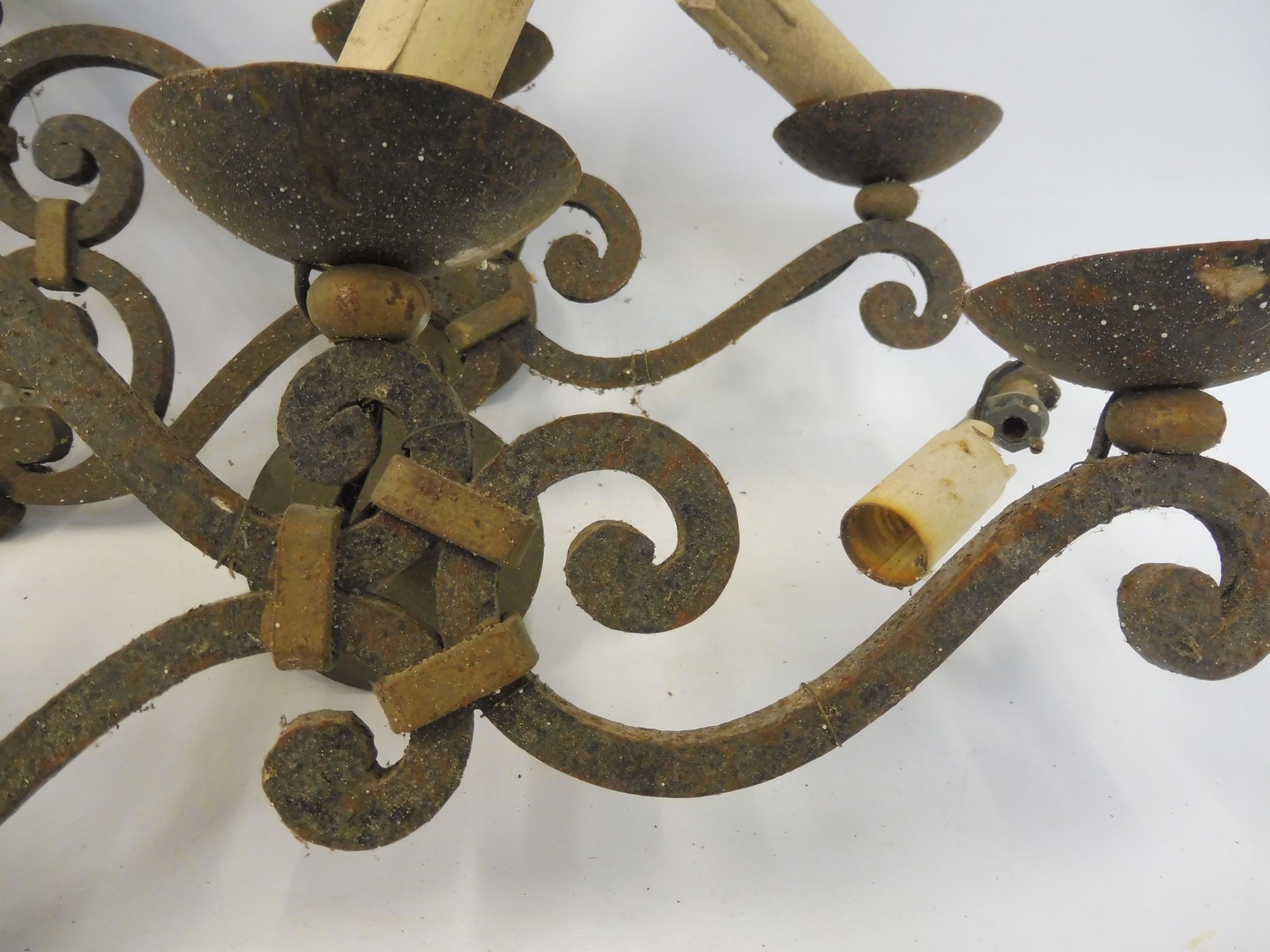 A pair of five branch wrought iron wall lights. - Image 3 of 5