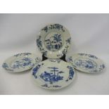 Three matching 19th Century or earlier Chinese blue and white plates plus one other.