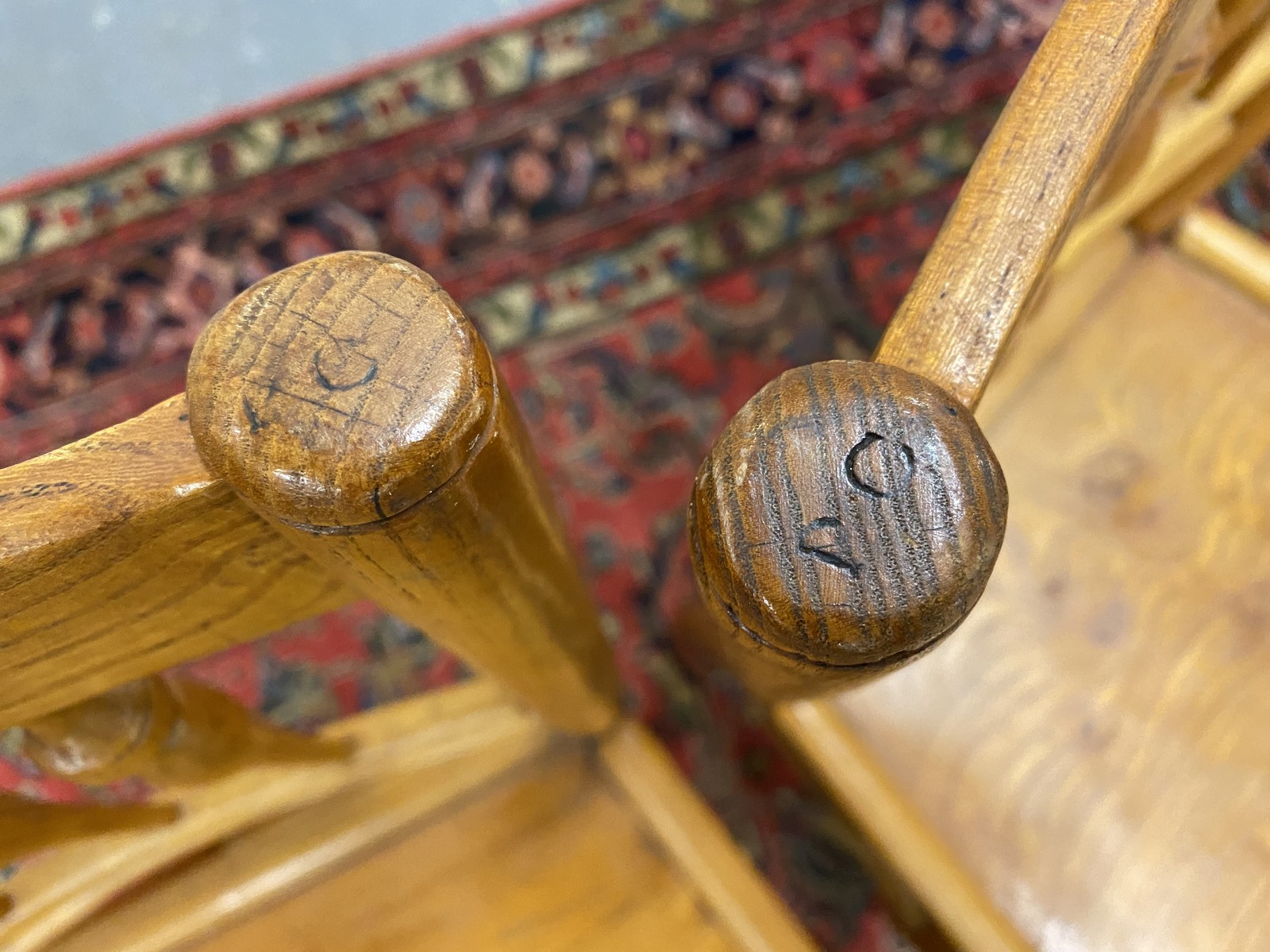A pair of early 19th Century ash and elm country chairs, stamped with maker's initials. - Image 3 of 4
