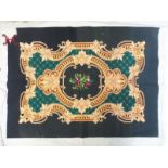 A good quality needlepoint tapestry panel, monogrammed to the corner, 30 1/2 x 25 3/4".