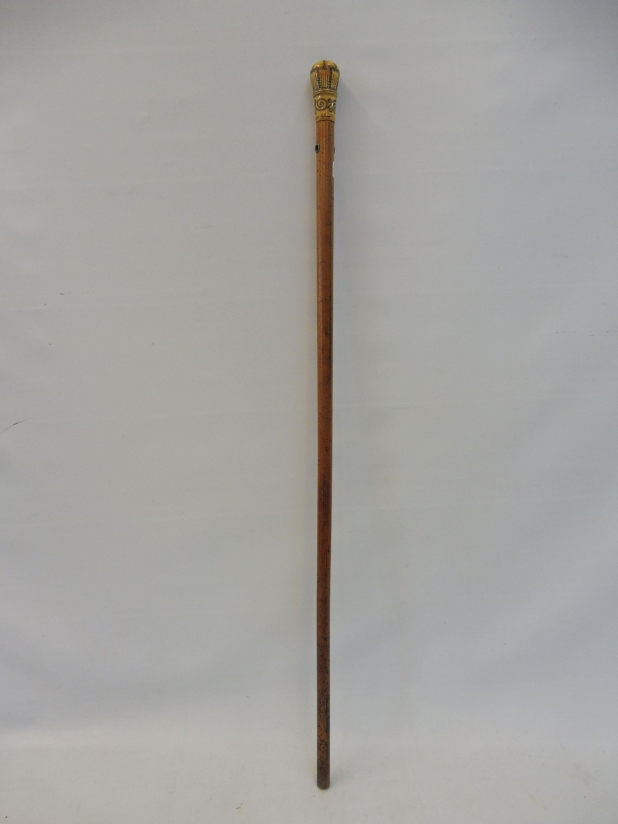 A malacca walking cane with a steel inlaid ivory knop. - Image 3 of 3