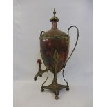 An Adam style urn shaped copper and brass mounted samovar.