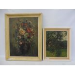 A large framed floral still life, oil on canvas, possibly 19th Century or very early 20th Century,