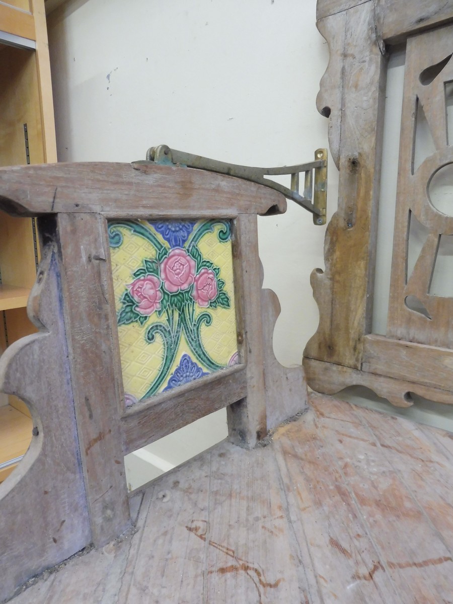 An unusual Anglo-Indian hardwood bench with detached hinged back inset with early 20th Century - Image 3 of 5