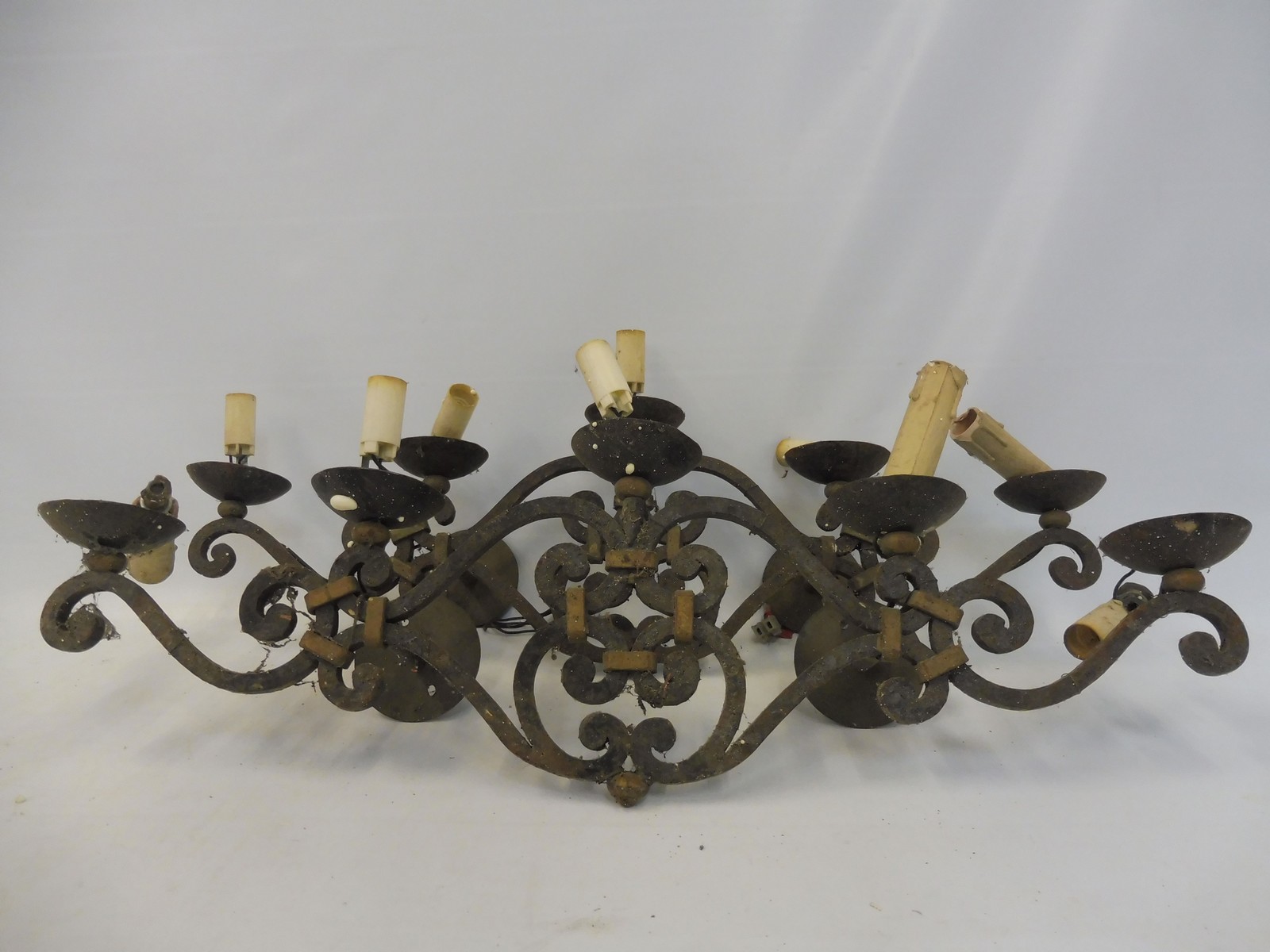 A pair of five branch wrought iron wall lights. - Image 2 of 5