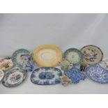 A collection of 19th Century ceramics including a bread plate.