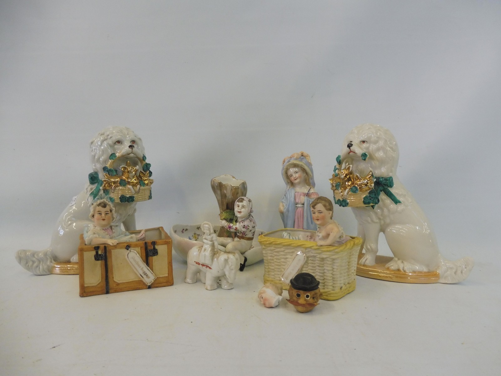 A collection of mostly 19th/early 20th Century Continental porcelain ceramics including a pair of