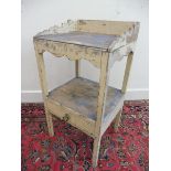 A late Georgian painted pine washstand with three quarter gallery and single drawer, 16 3/4" w x