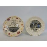 Two Victorian child's plates: The Favourite Pony and Hamburg.