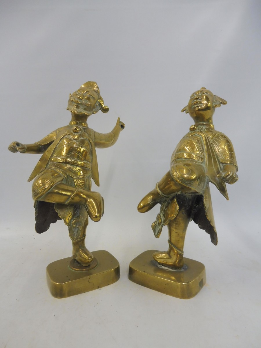 A pair of good quality early 20th Century Eastern brass figures, both approx. 9" high.