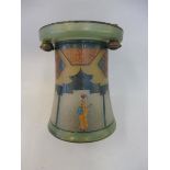 An Art Deco glass hanging light shade in the Oriental taste, 7 1/2" tall.