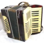 A small piano accordion, spares or repair, 24 bass buttons; needs new straps and adjustments to