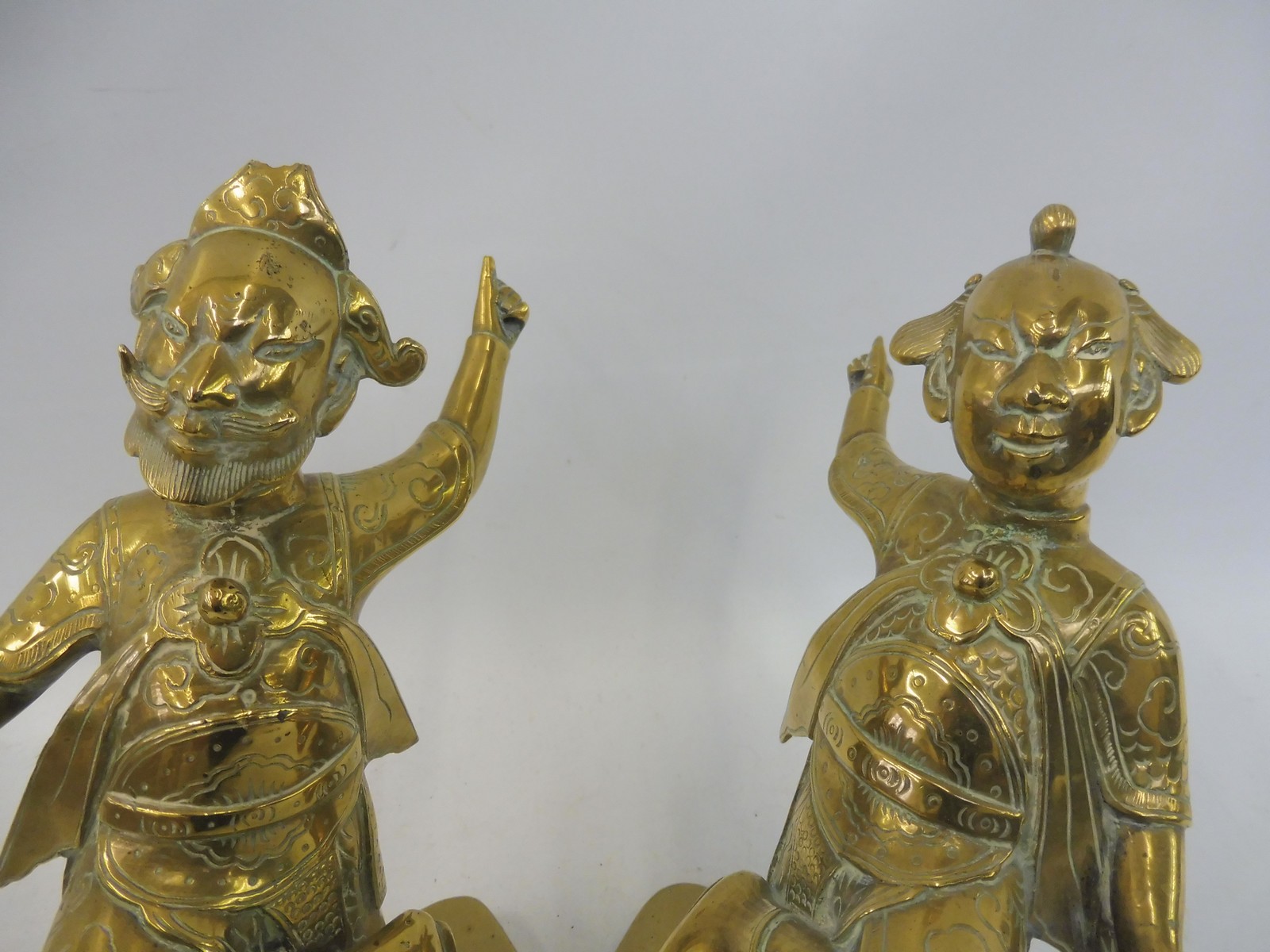 A pair of good quality early 20th Century Eastern brass figures, both approx. 9" high. - Image 2 of 4