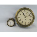 A circular factory/industrial dial clock with brass bezel, 9 1/2" diameter, probably late 19th