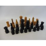 A boxwood and ebony chess set.