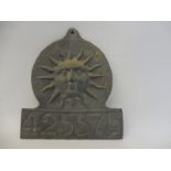 A reproduction Sun Insurance lead fire mark, stamped 425573.