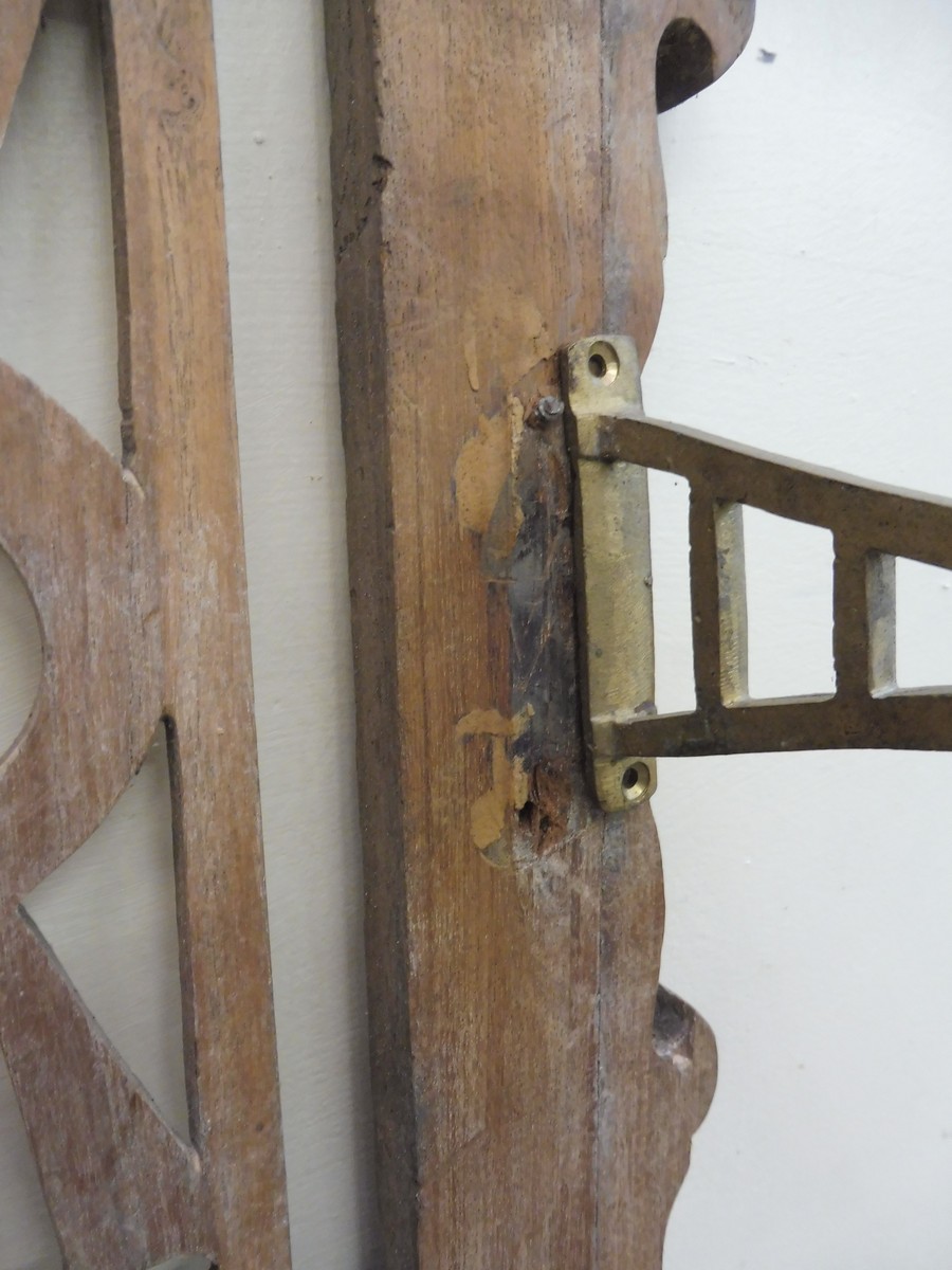 An unusual Anglo-Indian hardwood bench with detached hinged back inset with early 20th Century - Image 4 of 5