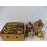 A selection of stoneware flagons and jars etc.