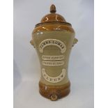 A Victorian stoneware water filter named to the front James Lomas of Oldham.