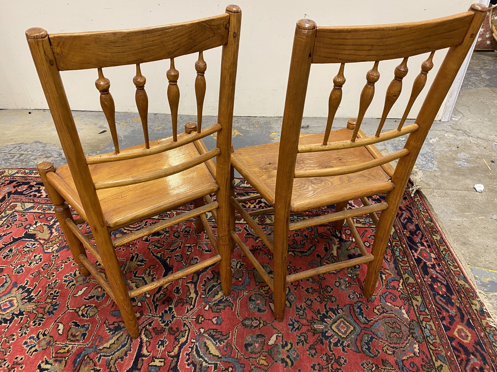 A pair of early 19th Century ash and elm country chairs, stamped with maker's initials. - Image 4 of 4