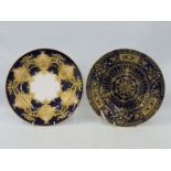 A high quality Royal Worcester cabinet plate of cobalt blue ground and all over gilded design,