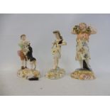 Two Royal Crown Derby porcelain figures by Edward Drew 'Shepherd' and 'Stepping Stones', plus a