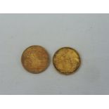 Two gold half sovereigns, 1908 and 1914.