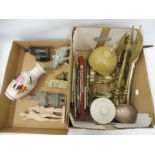 Two boxes of mixed collectables including Oriental, brassware etc.