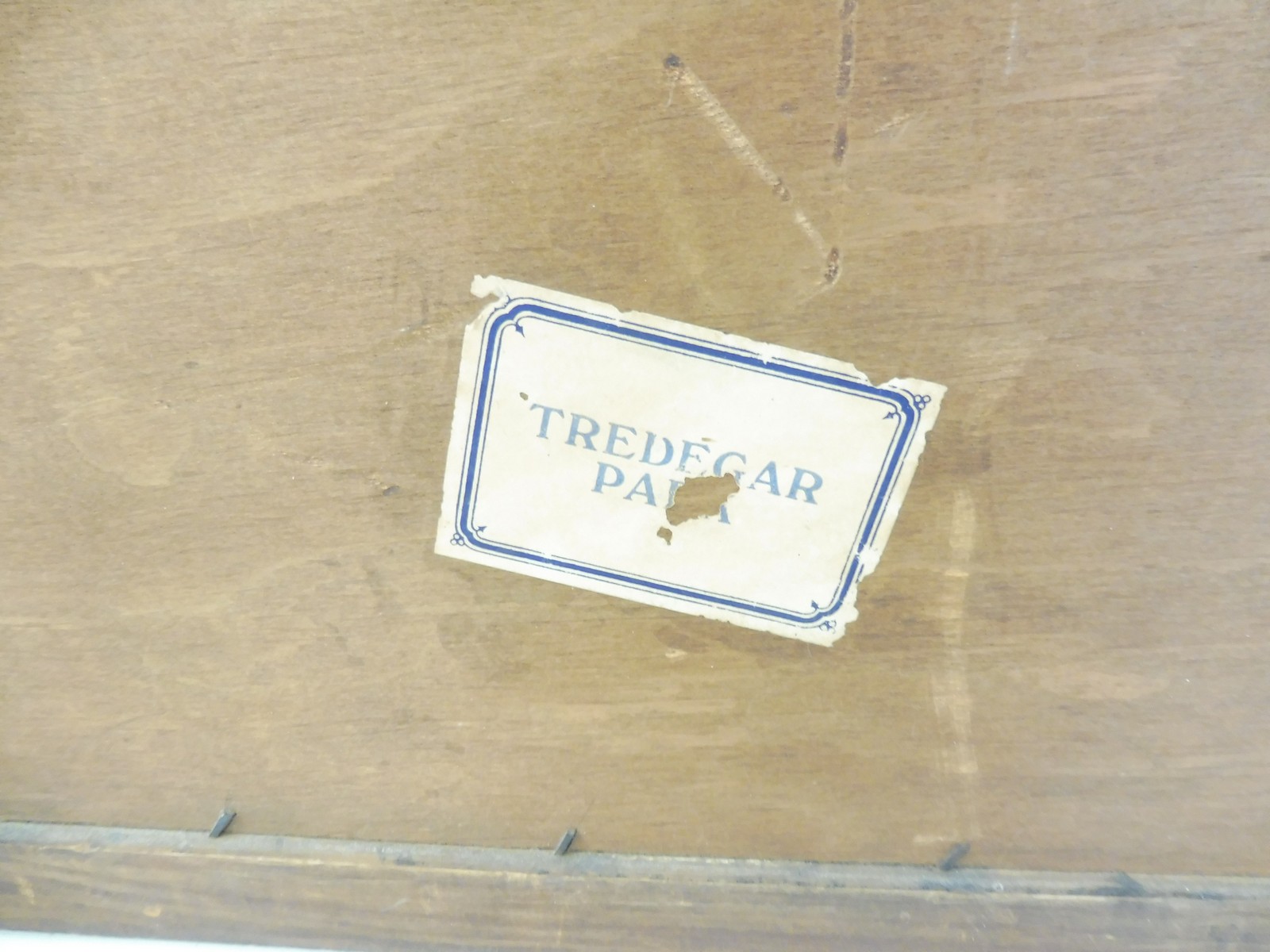 A walnut framed wall mirror, probably 18th Century, with paper label to verso for Tredegar Park, - Image 6 of 6