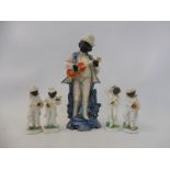 A late 19th/early 20th Century porcelain standing figure of a gentleman playing an instrument 8 1/2"