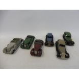 Six early post war Dinky Toys in very good condition, including two Rolls-Royces.