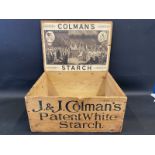 A Victorian Colman's Starch rectangular wooden dispensing box of large size, with 1887 Queen