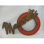 A die-cut advertising sign for Maxwells, 40 x 25".