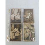 A small quantity of original erotic postcards of semi-naked ladies, probably French, two large scale