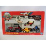 A boxed Britains rainbox pack, Massey Ferguson Honda ATV gift set, no. 9669, missing one animal,