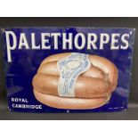 A Palethorpes' Royal Cambridge sausages pictorial enamel sign by Imperial Enamel, 36 x 24".