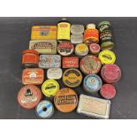 A selection of small tins mostly relating to pharmaceuticals.