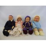Four circa 1950s composite dolls.