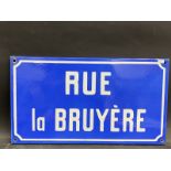 A Rue la Bruyere rectangular enamel sign, 17 3/4 x 10".
