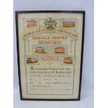 A framed and glazed Huddersfield Corporation Passenger Transport Department bus/tram faithful