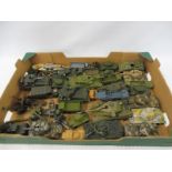 A quantity of military playworn die-cast models, to include Matchbox, Corgi and others.