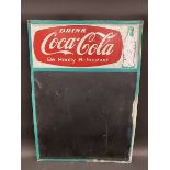 A Coca Cola tin advertising chalk board sign, 20 x 28".