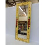 A canal art handpainted mirror frame by George Hebborns, 19 x 46".