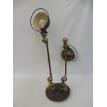 A superb original possibly circa 1930s Jielde French pair of industrial bench lights, with