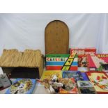 A quantity of assorted board games, bagatelle board etc.