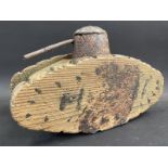 An unusual Folk Art/primitive wooden model of a WWI tank.