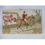 A Cob Cigar pictorial showcard depicting a gentleman on a horse lighting a cigar, 15 x 9".
