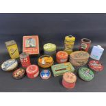A quantity of assorted tins to include Little's Oriental Balm, Spare Part Outfit tin for Primus