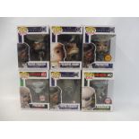 Six boxed Funko Pops, Pedator based.