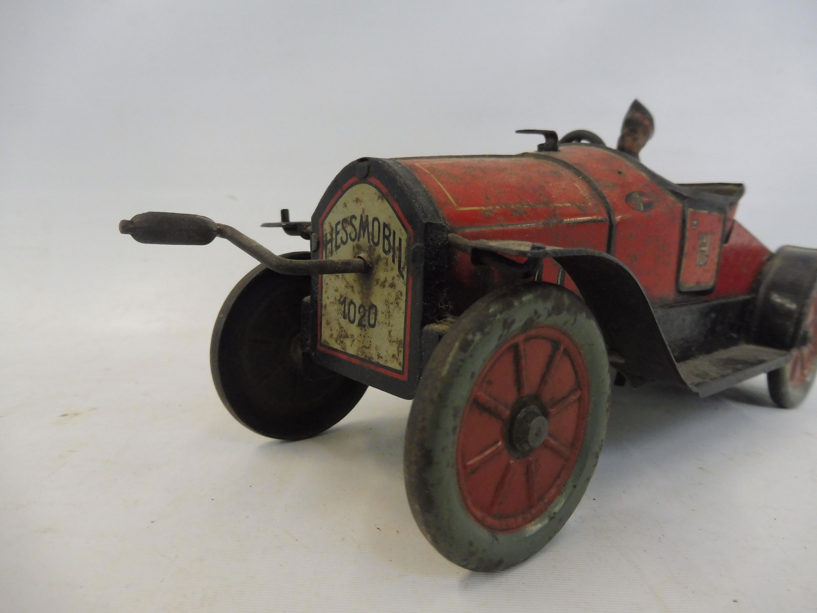 An early tinplate clockwork model car 'Hessmobil 1020'. - Image 4 of 8